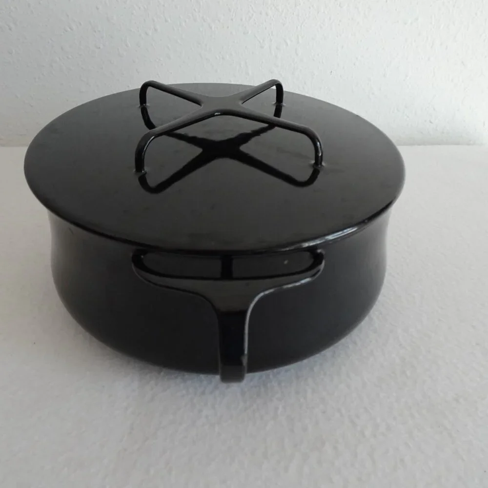 Black Dansk International 3 Quart Enamel Casserole Pot w/Lid Dutch Oven